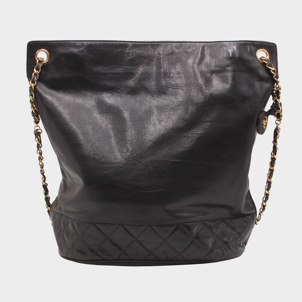 Chanel Matelassé Leather Chain One-Shoulder Bag, Black, Tasche