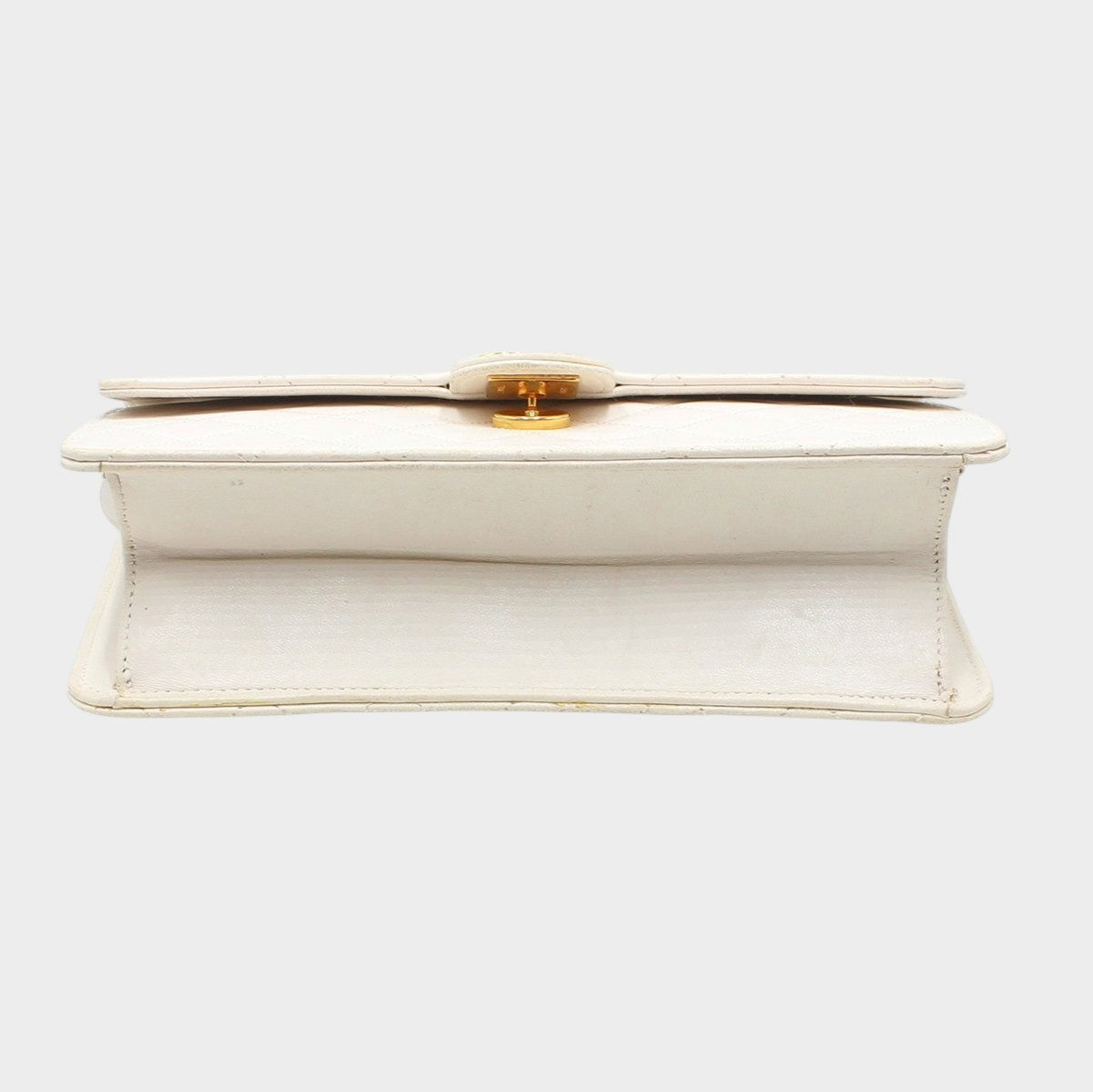 Chanel Leather Matelassé Push-Lock Chain Shoulder Bag White Tasche