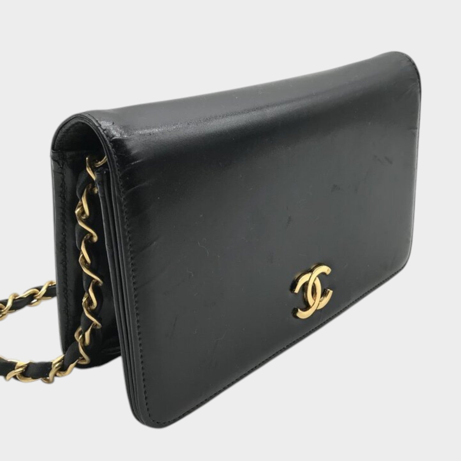 CHANEL Chanel Coco Mark Push Lock Chain Shoulder Bag Black Brand Women'