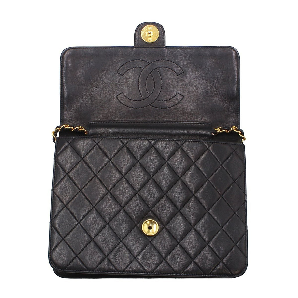 Chanel Matelassé Lambskin Push-Lock Chain Tasche Bag W22cm Black