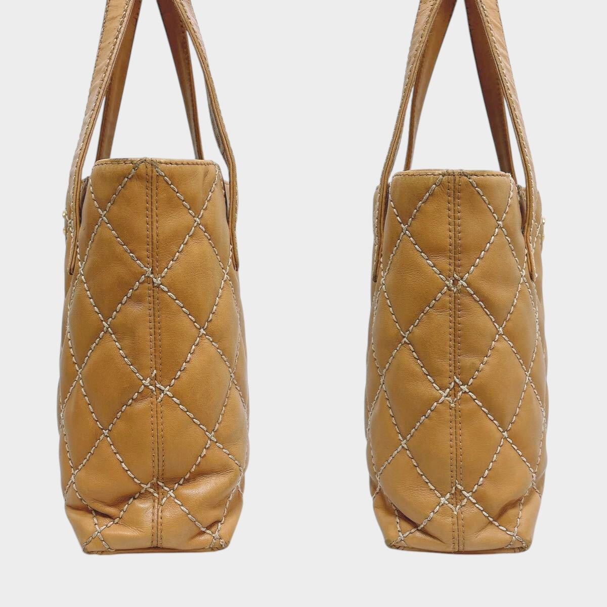 [Chanel] Wild Stitch Tote Bag, Beige, Handbag, Gold Hardware, Authentic, Tasche