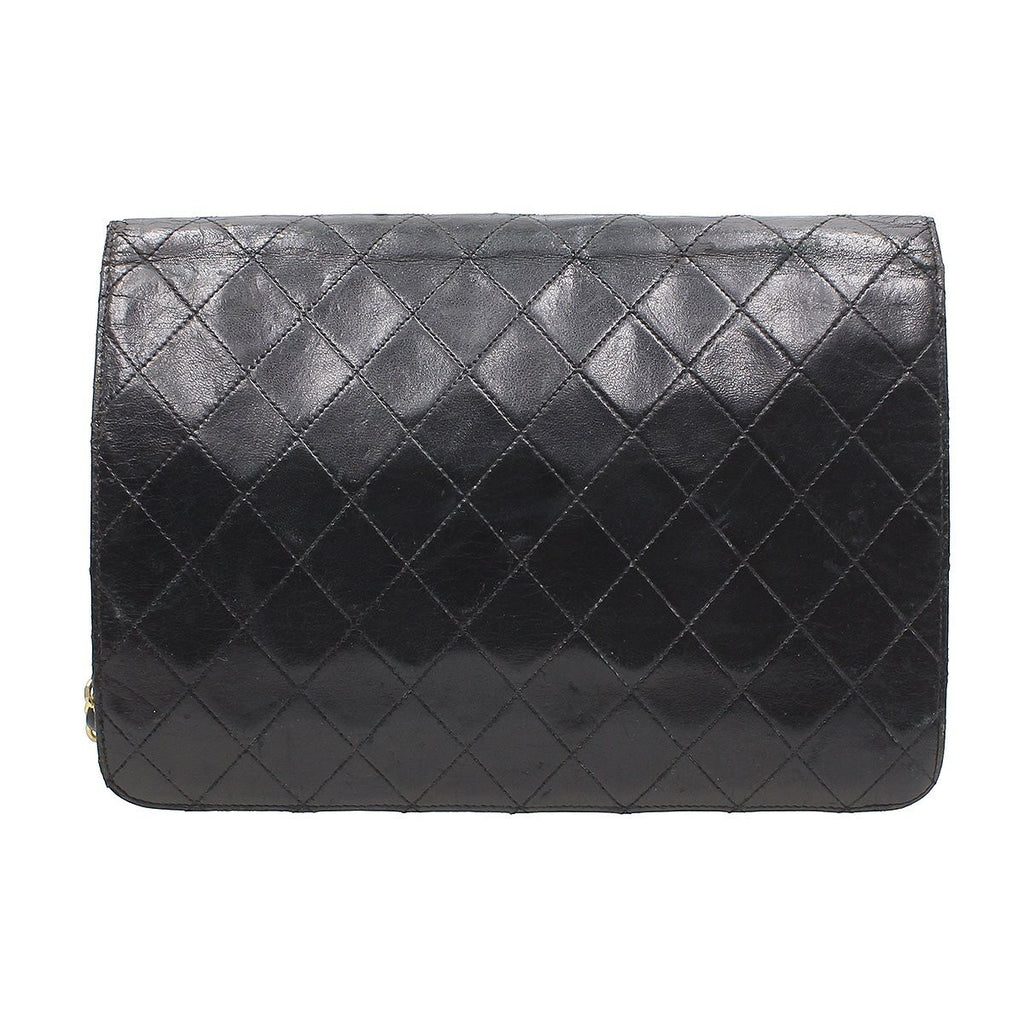 Chanel Matelassé Push-Lock Chain Tasche Bag, Black with Gold