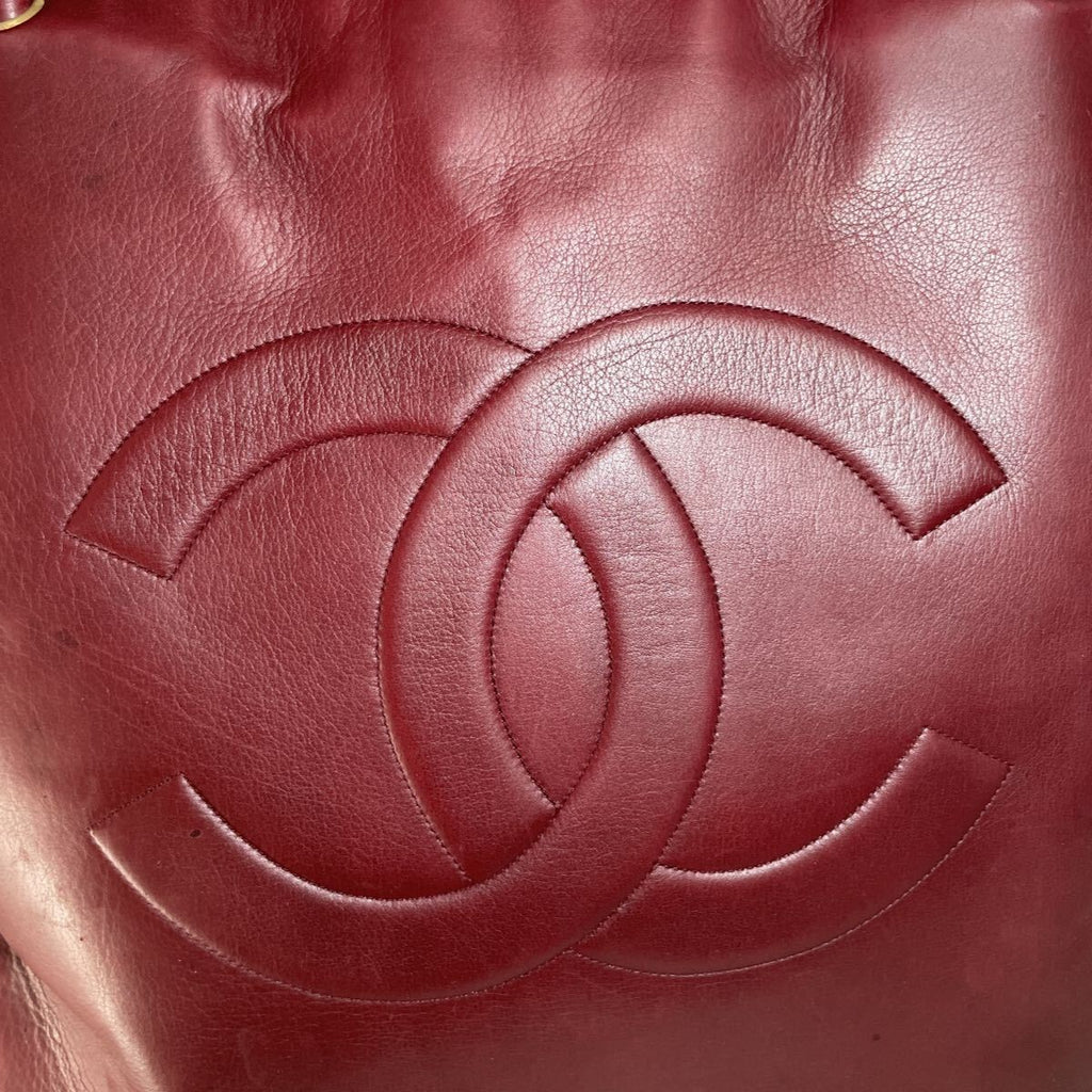 CHANEL Vintage Large Coco Mark Tote Handbag, Lambskin, Tasche