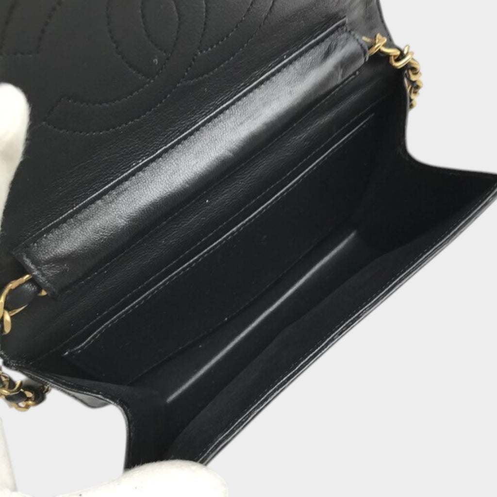 CHANEL Chanel Coco Mark Push Lock Chain Shoulder Bag Black Brand Women'