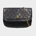Chanel Matelassé Leather Turnlock Double Flap Chain Shoulder Bag Vintage CHANEL Women's★