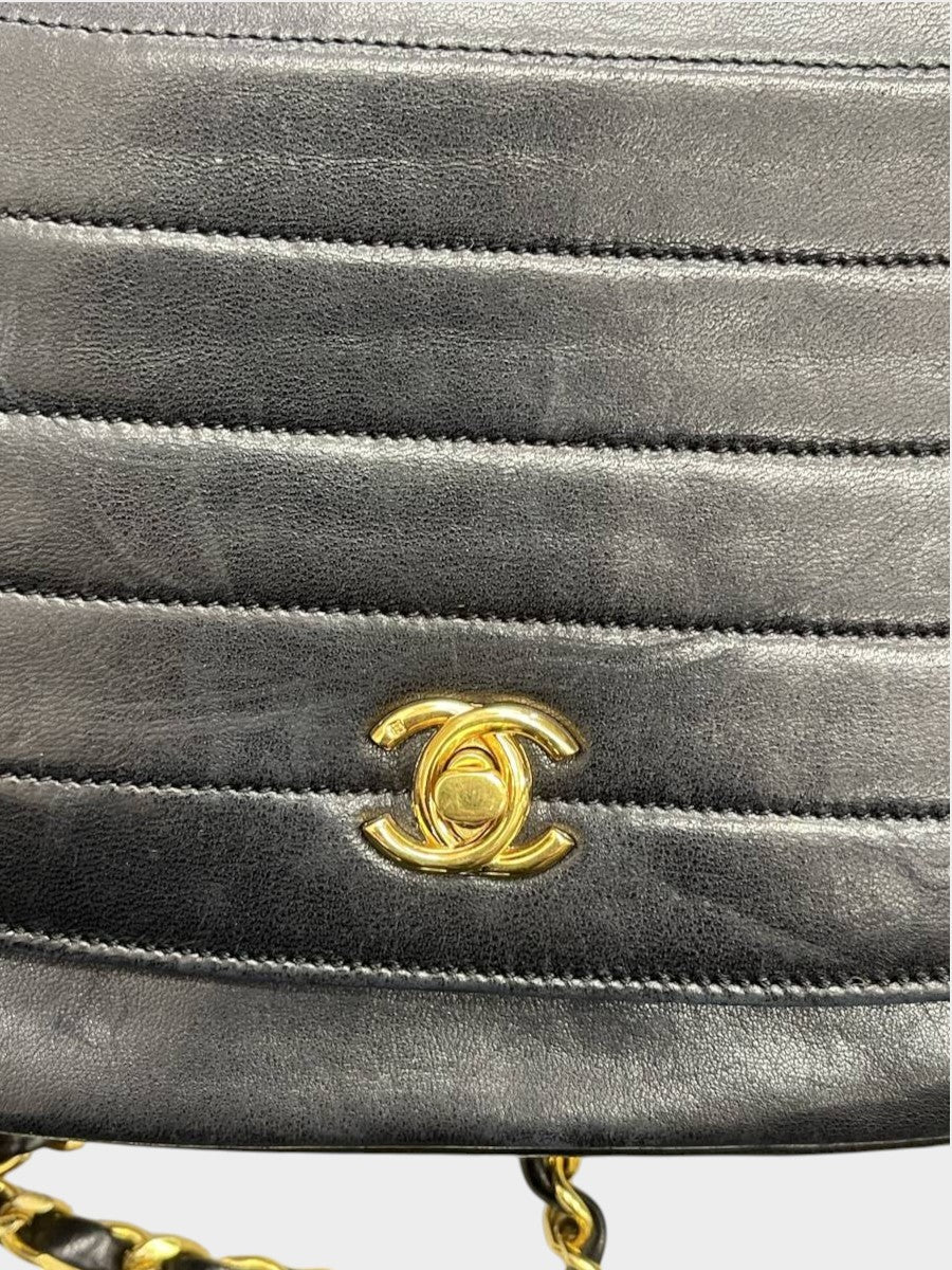 CHANEL Half Moon Leather Turnlock Chain Vintage Shoulder Bag (Serial Number 0)