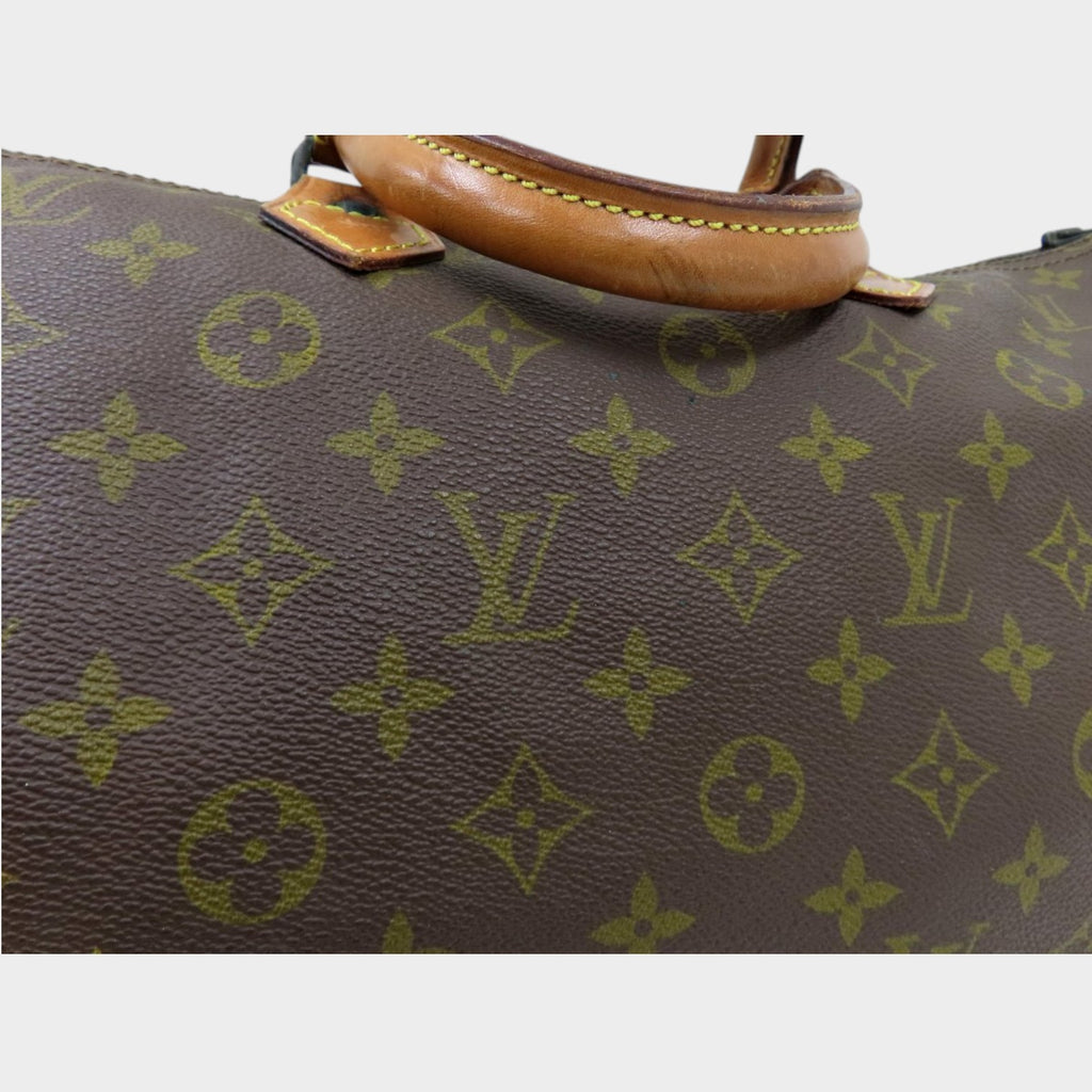 LOUIS VUITTON◆Monogram Speedy◆Toile fabric calf leather genuine leather◆Handbag◆Brown gold hardware