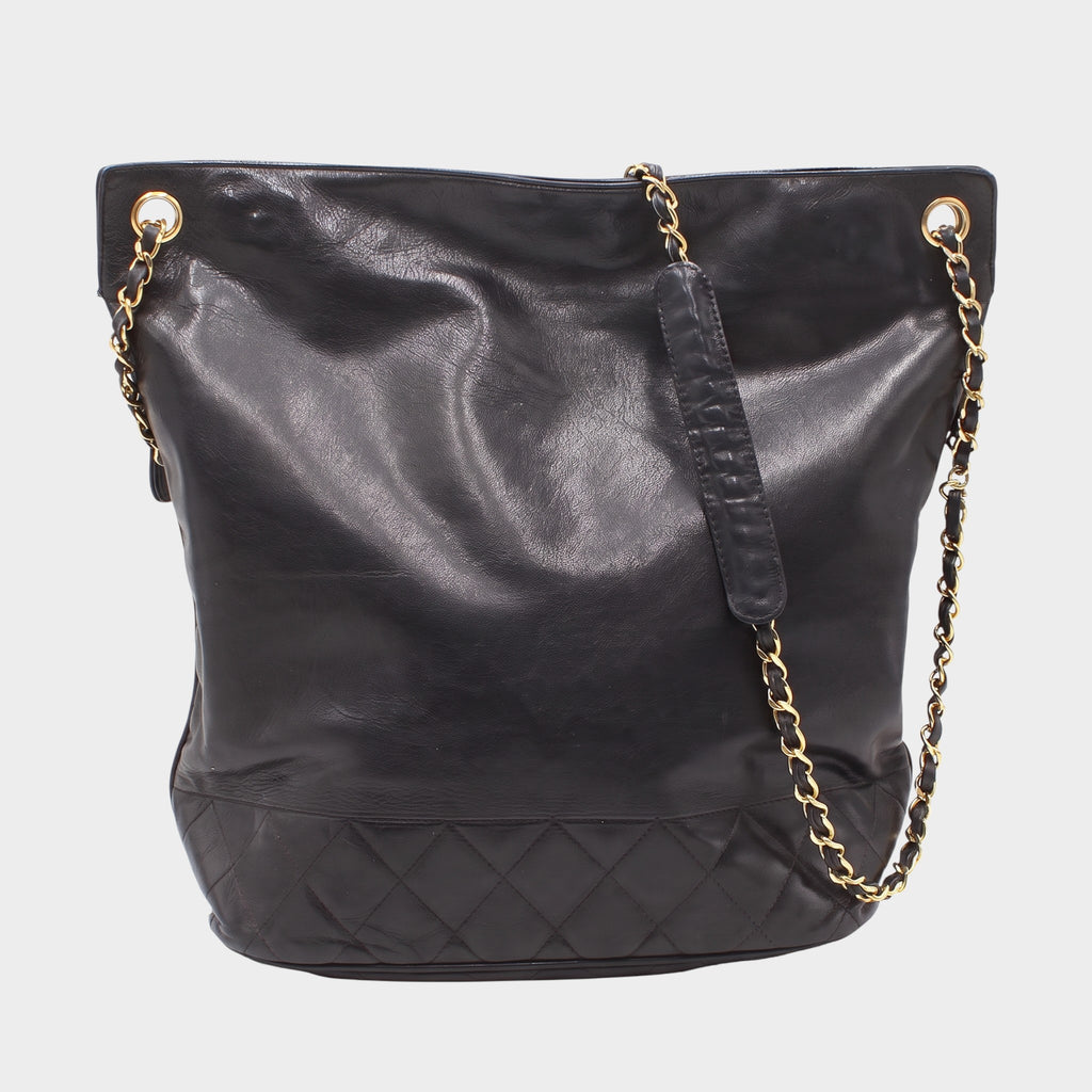Chanel Matelassé Leather Chain One-Shoulder Bag, Black, Tasche