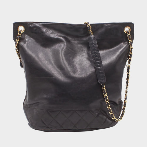 Chanel Matelassé Leather Chain One-Shoulder Bag, Black, Tasche