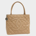 Chanel Reissue Tote Handbag A01804 Caviar Skin Beige Silver Tasche