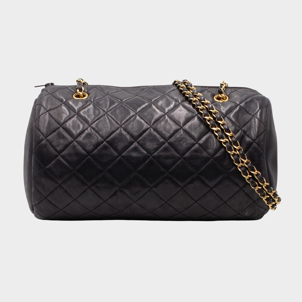 Chanel Matelassé Chain Shoulder Bag, Coco Mark, Barrel Shape, Tasche