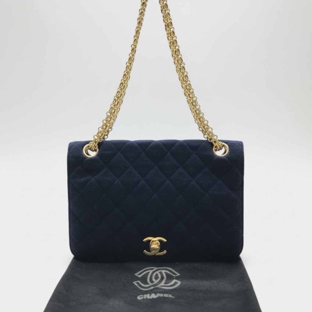 Excellent Condition CHANEL Coco Mark Matelassé Chain Shoulder Bag, Cotton, Tasche