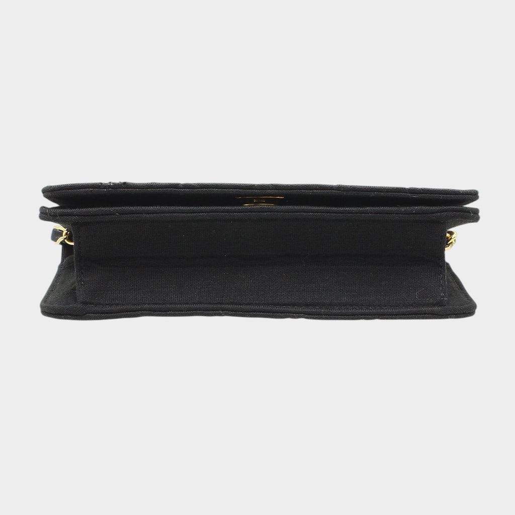 Chanel Jersey Mini Matelassé Chain Shoulder Bag, Black with Gold Hardware, Vintage,