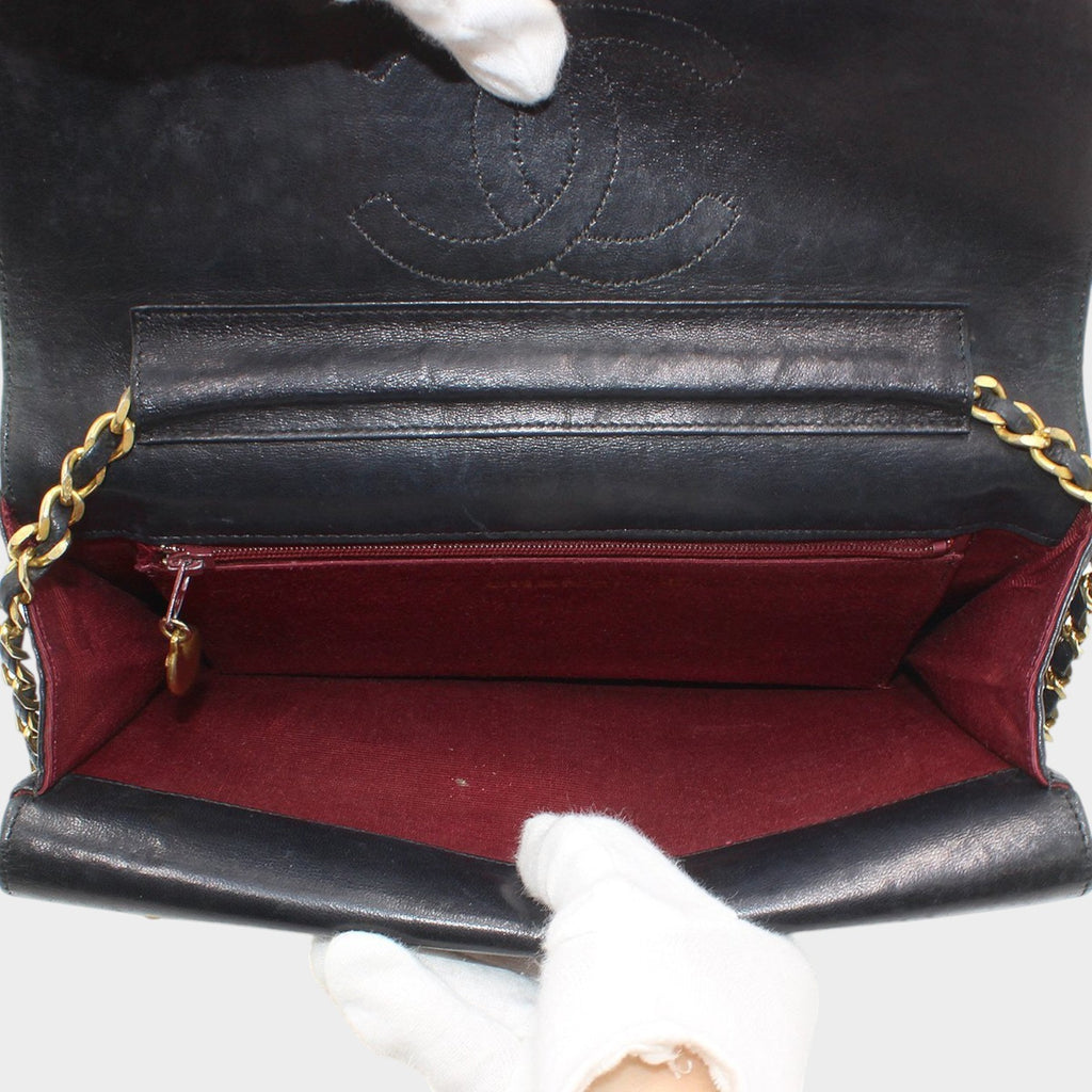 Chanel Matelassé Leather Turnlock Double Flap Chain Shoulder Bag Vintage CHANEL Women's★