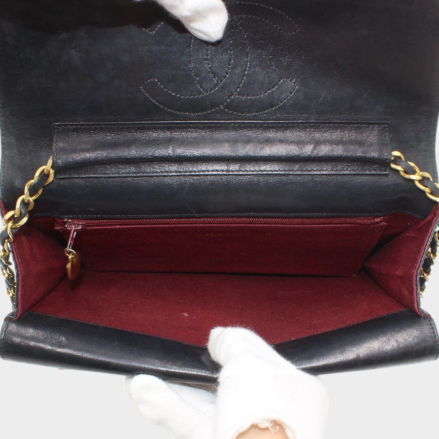 Chanel Matelassé Leather Turnlock Double Flap Chain Shoulder Bag Vintage CHANEL Women's★