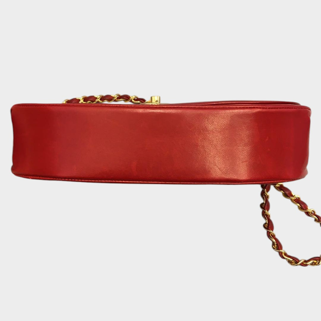 CHANEL Half-Moon Shoulder Bag, Leather, Coco Mark, Turnlock