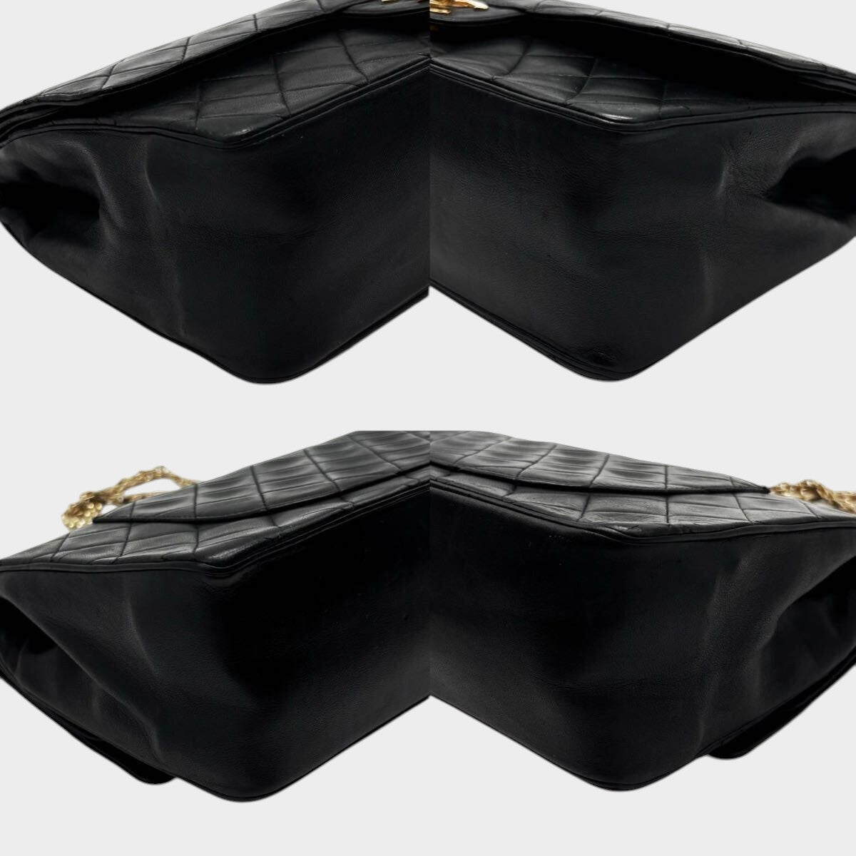 CHANEL Matelassé Double Flap Coco Mark Gold Chain Tasche