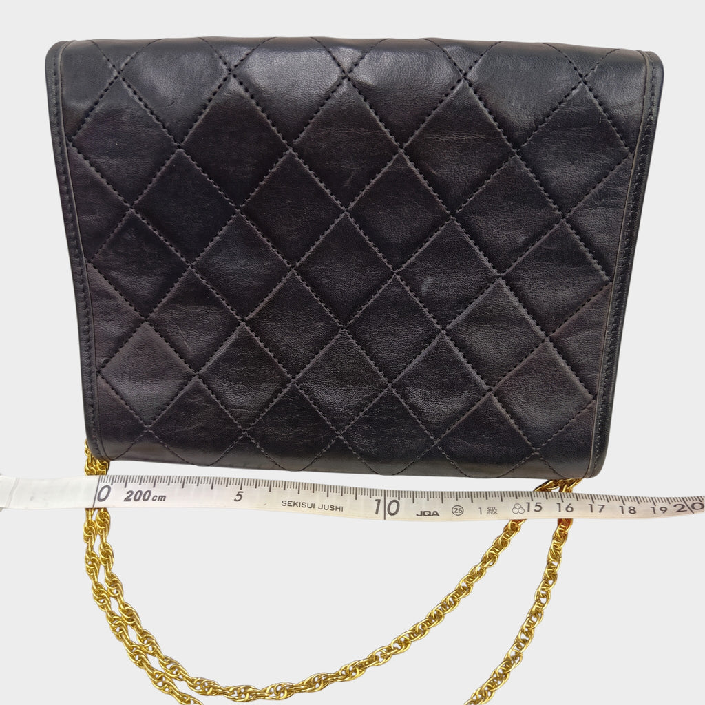 Chanel Matelassé Chain Shoulder Bag, Lambskin, Black, Gold Hardware, Vintage CHANE
