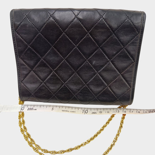 Chanel Matelassé Chain Shoulder Bag, Lambskin, Black, Gold Hardware, Vintage CHANE