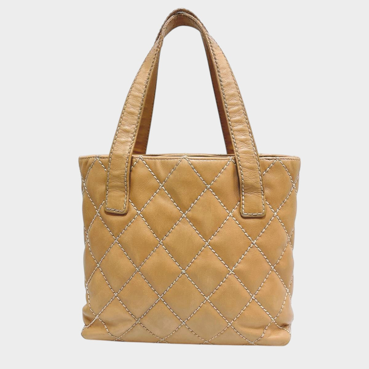 [Chanel] Wild Stitch Tote Bag, Beige, Handbag, Gold Hardware, Authentic, Tasche