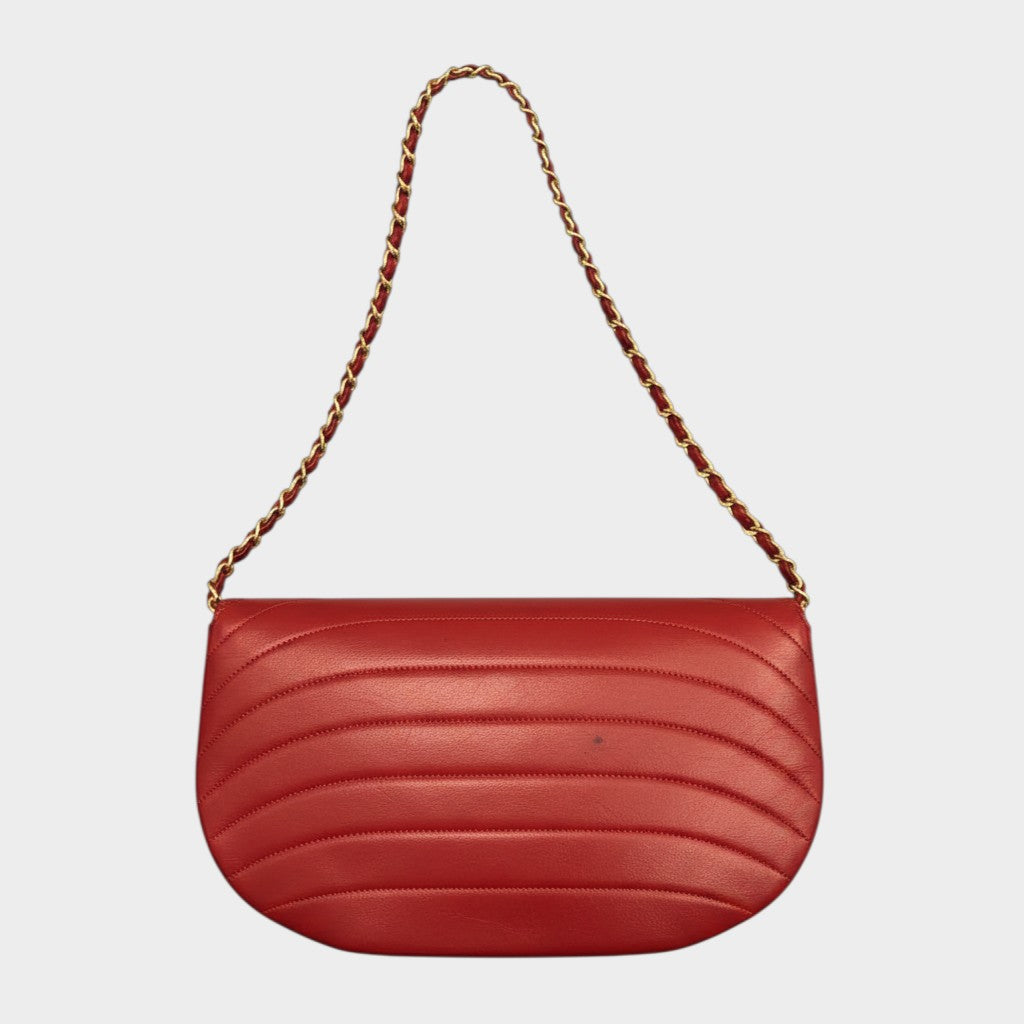 CHANEL Half-Moon Shoulder Bag, Leather, Coco Mark, Turnlock