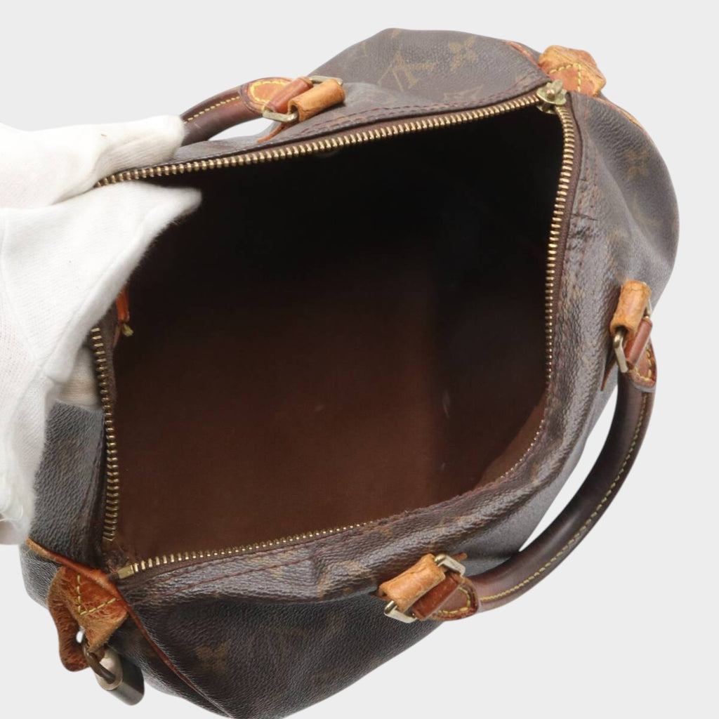 LOUIS VUITTON M41526 Monogram Speedy 30 Handbag Mini Boston Bag for Women and Men, Brown