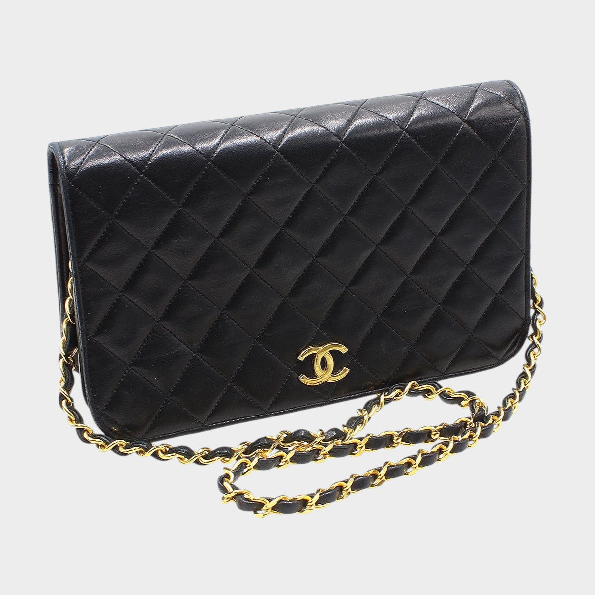 Chanel Matelassé Push-Lock Chain Shoulder Bag, Black with Gold Hardware, Vintage, CHANEL