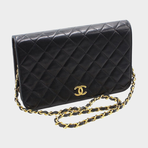 Chanel Matelassé Push-Lock Chain Shoulder Bag, Black with Gold Hardware, Vintage, CHANEL
