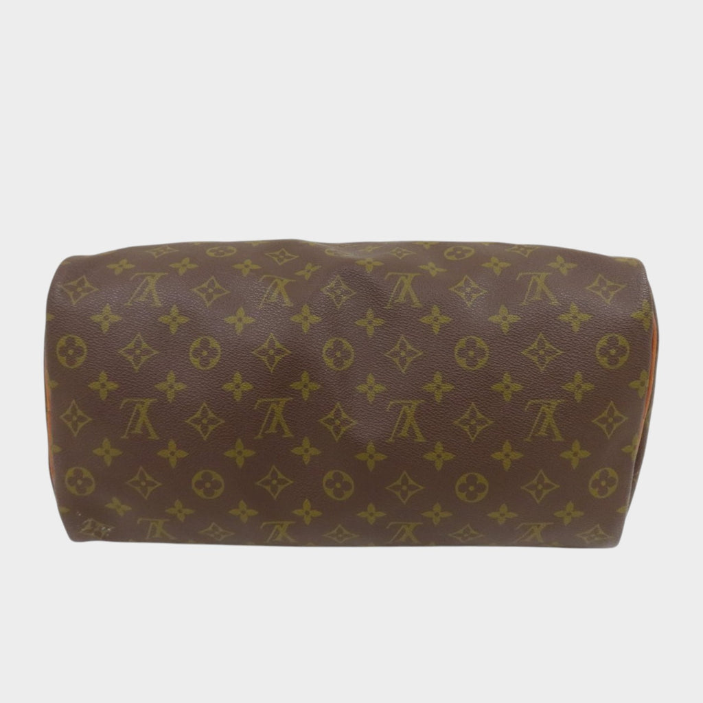LOUIS VUITTON◆Monogram Speedy◆Toile fabric calf leather genuine leather◆Handbag◆Brown gold hardware