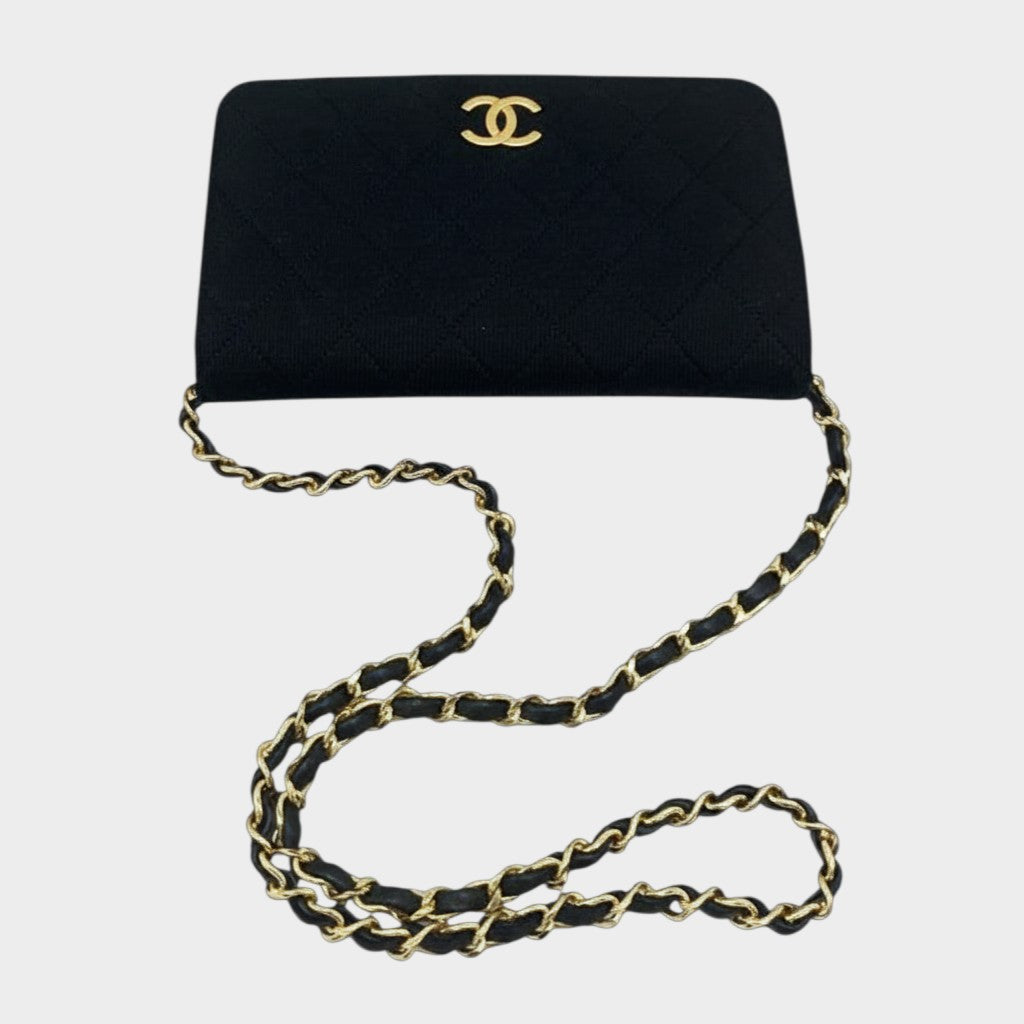 CHANEL Matelassé Push-Lock Cotton Chain Shoulder Bag