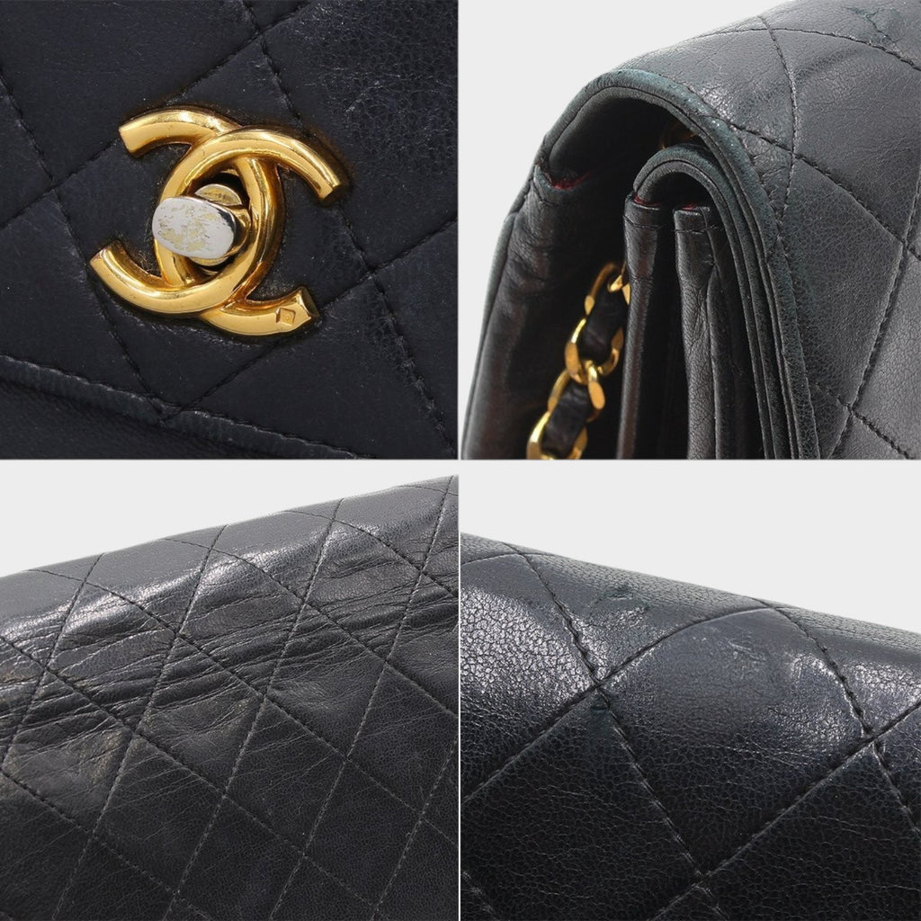 Chanel Matelassé Leather Turnlock Double Flap Chain Shoulder Bag Vintage CHANEL Women's★