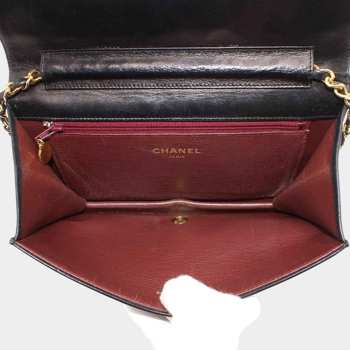 Chanel Matelassé Push-Lock Chain Shoulder Bag, Black with Gold Hardware, Vintage, CHANEL,