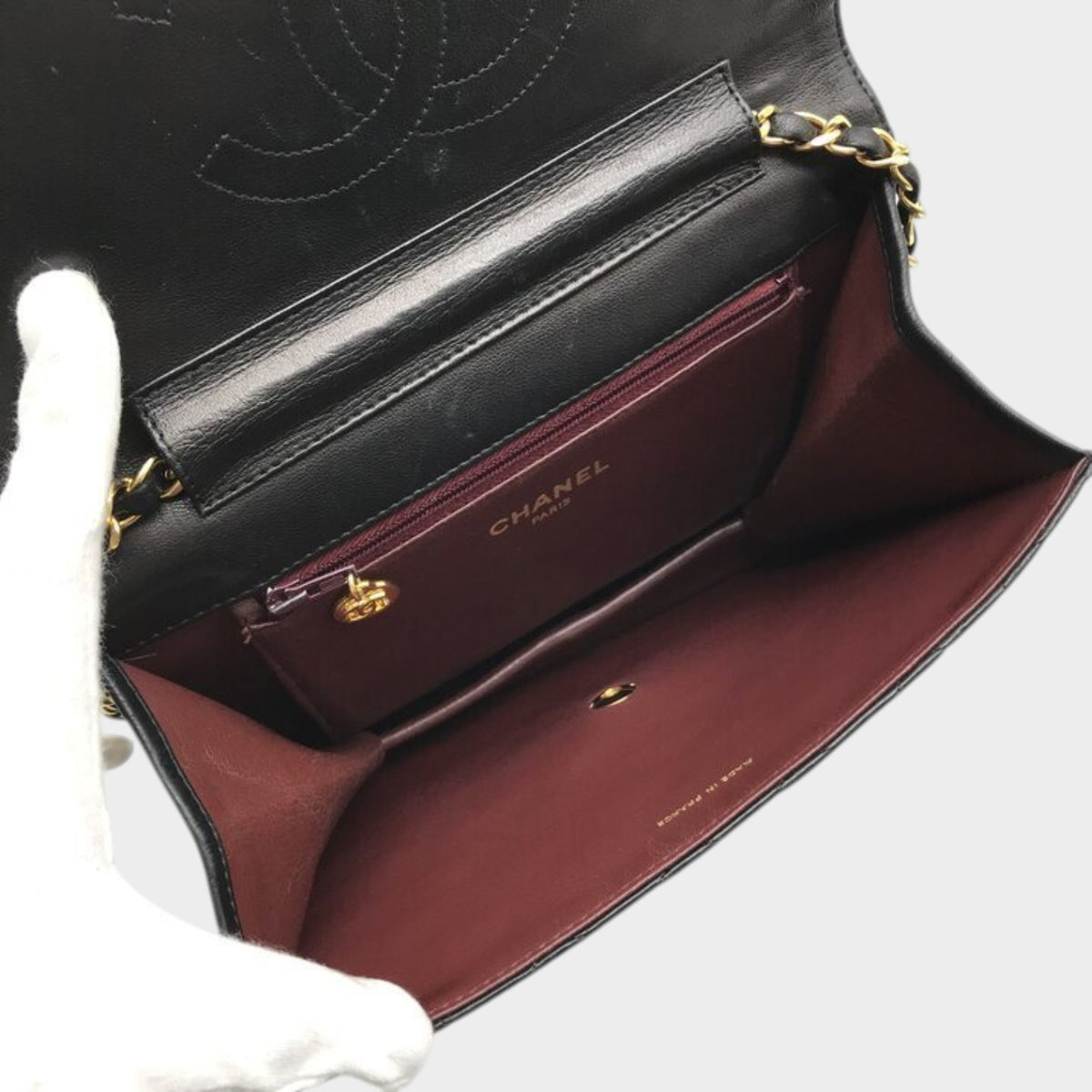 Excellent Condition CHANEL Coco Mark Lambskin Leather Tasche