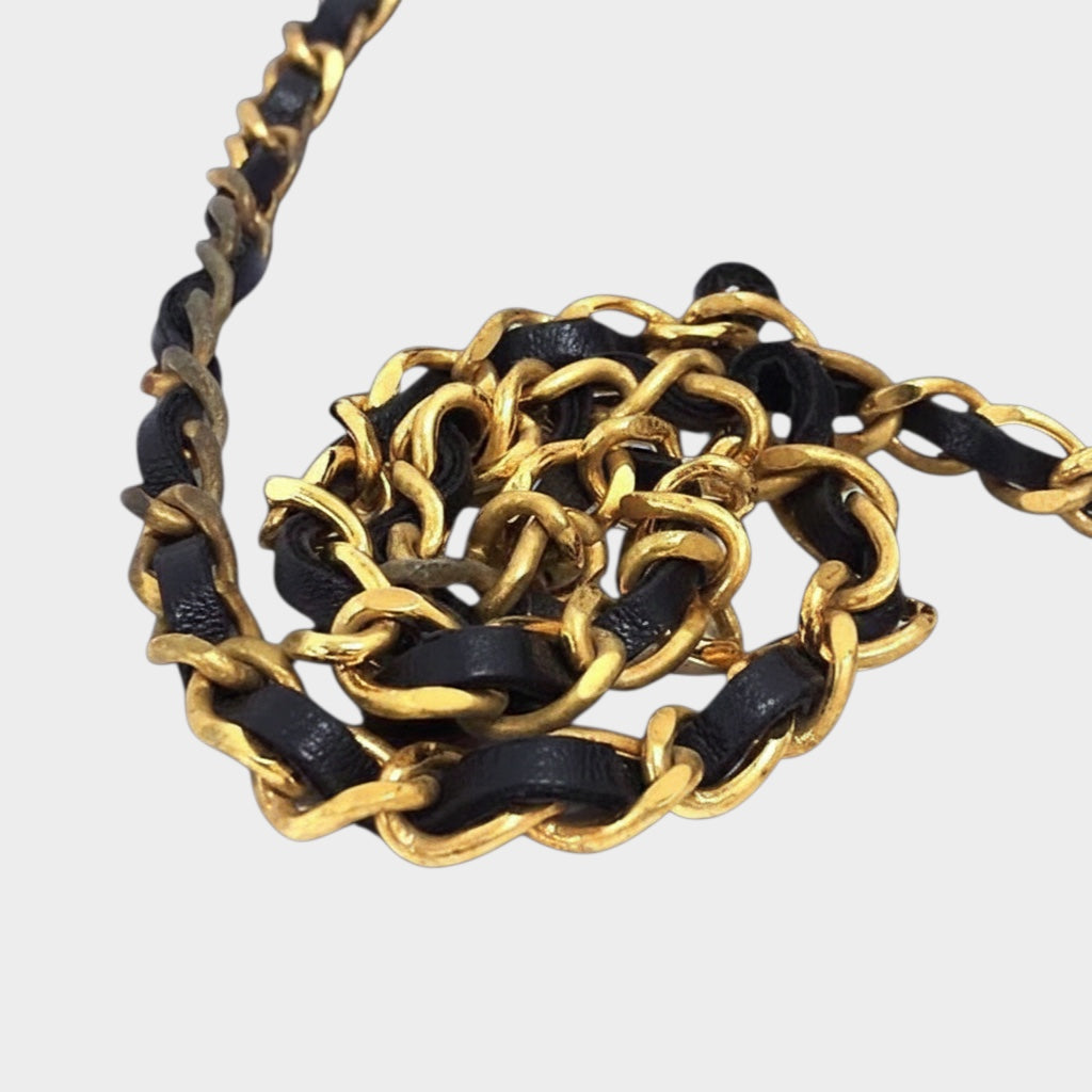 CHANEL Coco Mark Matelassé Canvas Shoulder Bag with Gold Hardware, Women's, Black