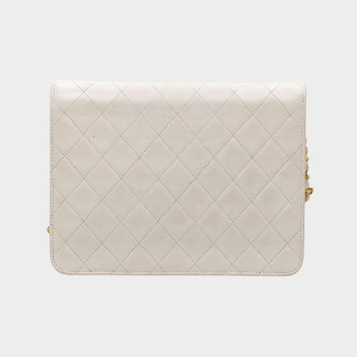 Chanel Leather Matelassé Push-Lock Chain Shoulder Bag White Tasche