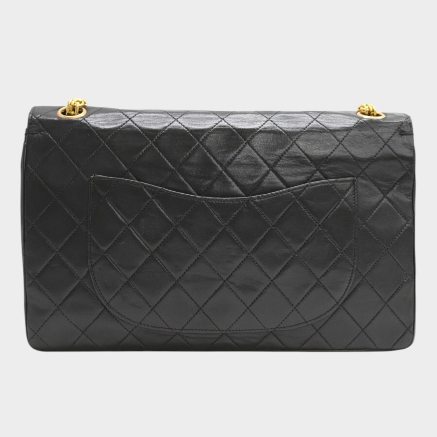 Excellent Condition CHANEL Chain Shoulder Bag Matelassé Coco Mark Lambskin Black Gold Hardware