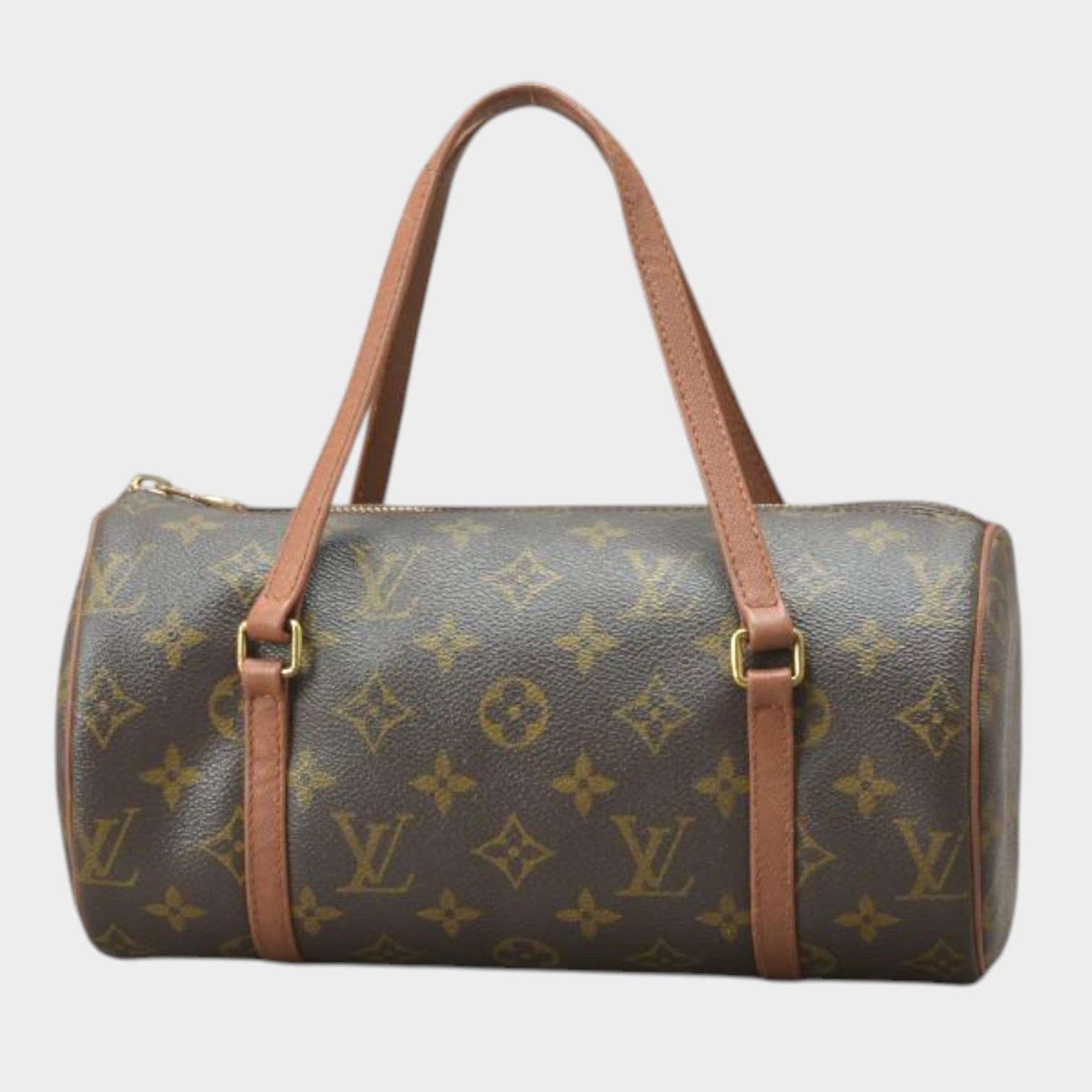 Louis Vuitton Papillon 26 handbag, Monogram leather, brown, M51366, cylindrical shape, Papillon PM, vintage bag /080528-86/