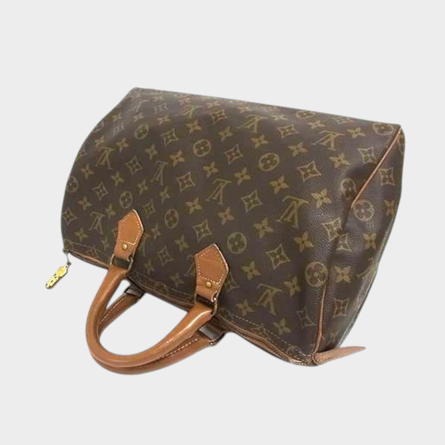 Louis Vuitton Monogram TALON Zip USA Made Mini Boston Bag Handbag Brown FW6594