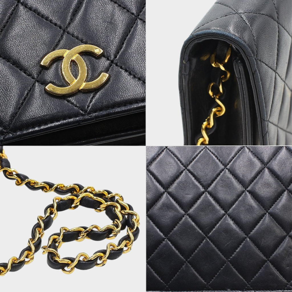 Chanel Matelassé Push-Lock Chain Shoulder Bag, Black with Gold Hardware, Vintage, CHANEL