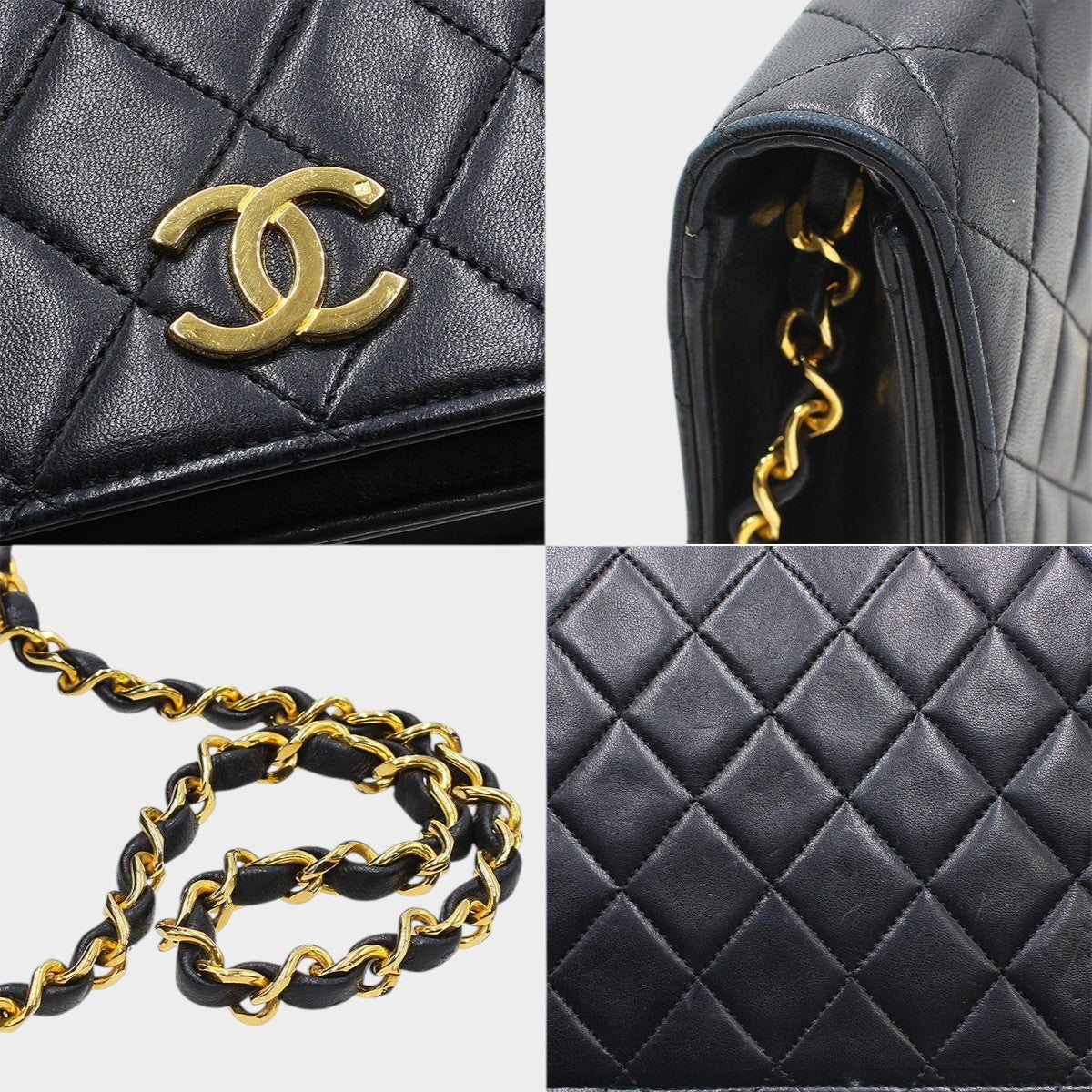Chanel Matelassé Push-Lock Chain Shoulder Bag, Black with Gold Hardware, Vintage, CHANEL