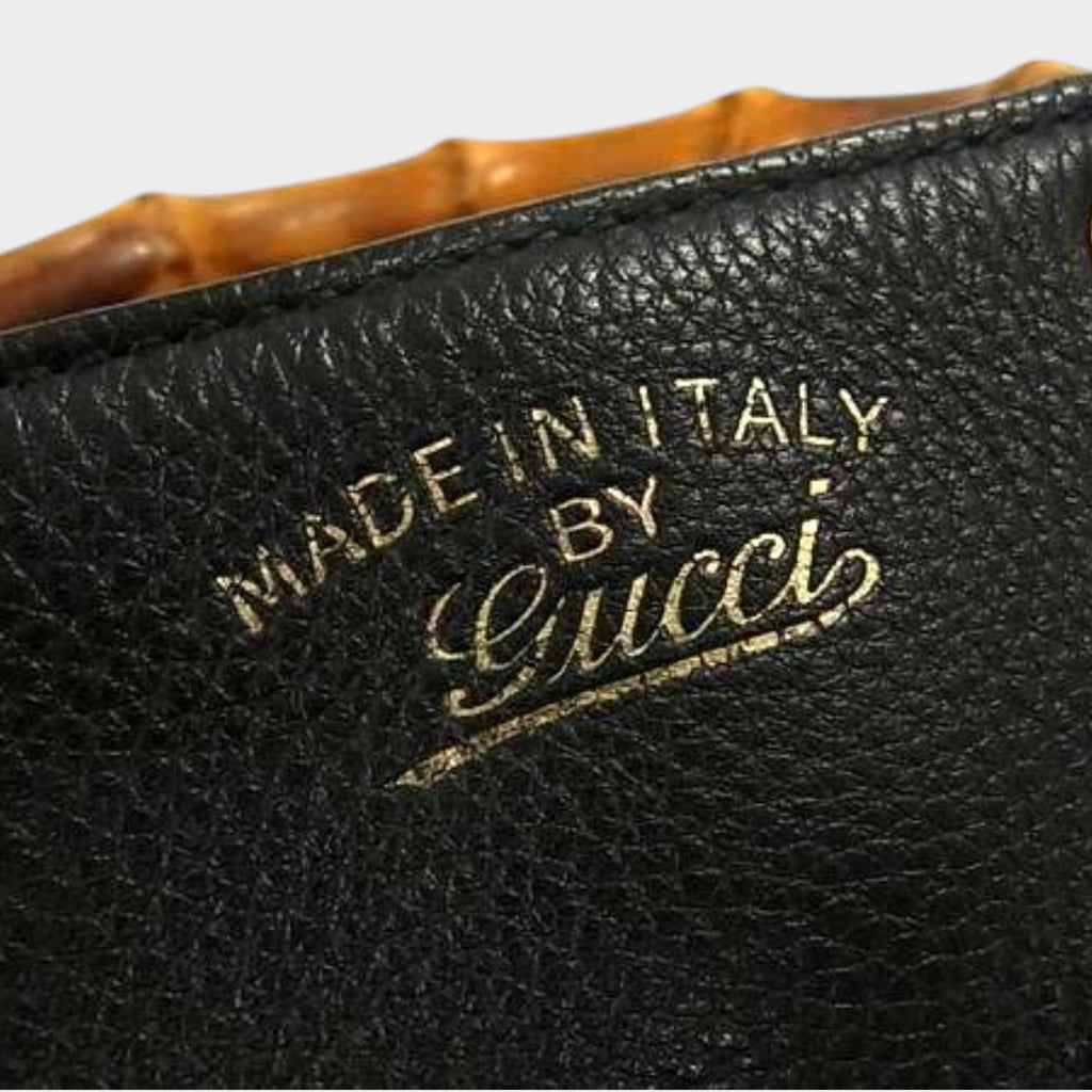 GUCCI 368823 Bamboo Leather Handbag Tote Bag Tasche