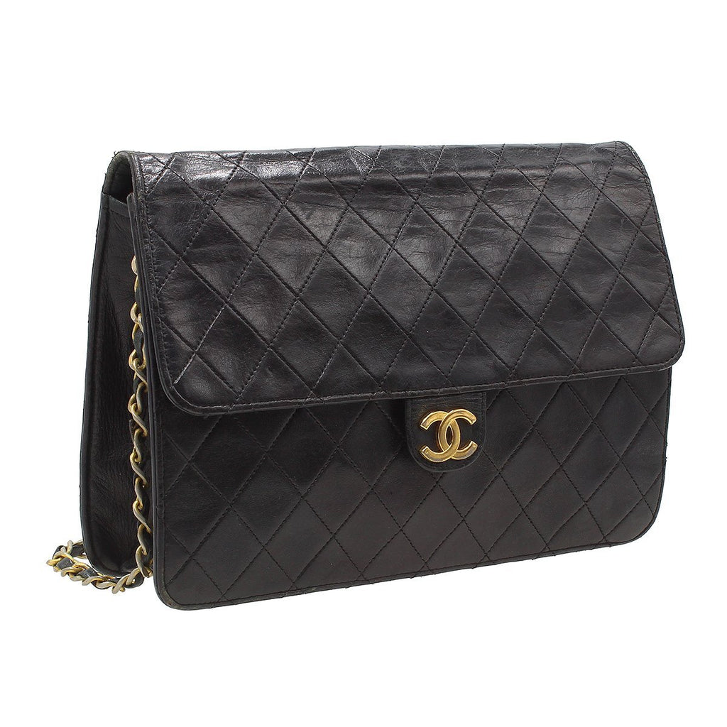 Chanel Matelassé Push-Lock Chain Shoulder Bag, Leather, Vintage, CHANEL