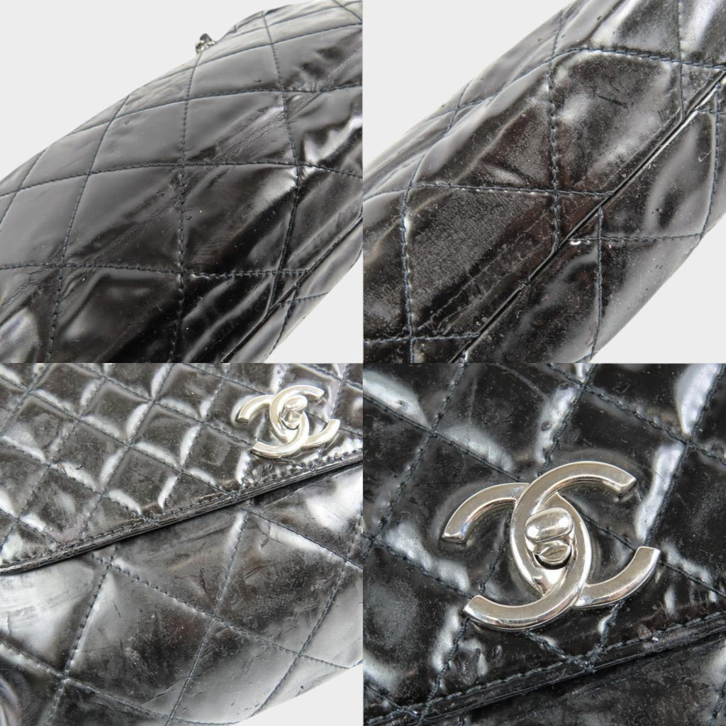 HANEL Chanel Matelassé Coco Mark Turnlock Chain Shoulder Bag Vintage Black