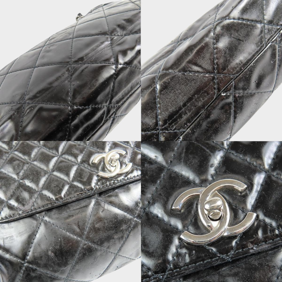 HANEL Chanel Matelassé Coco Mark Turnlock Chain Shoulder Bag Vintage Black