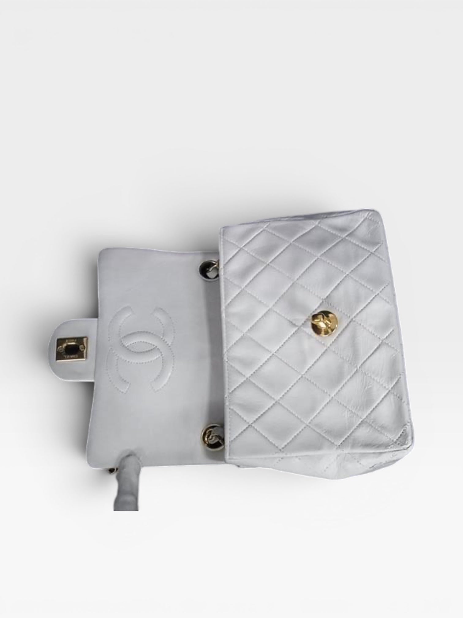 CHANEL Coco Mark Matelassé Leather Crossbody Shoulder Bag with Gold Hardware, Women's, White