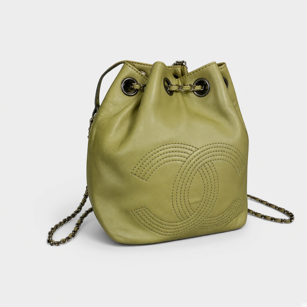 Chanel Coco Mark Leather Silver Hardware Backpack Women's Tasche