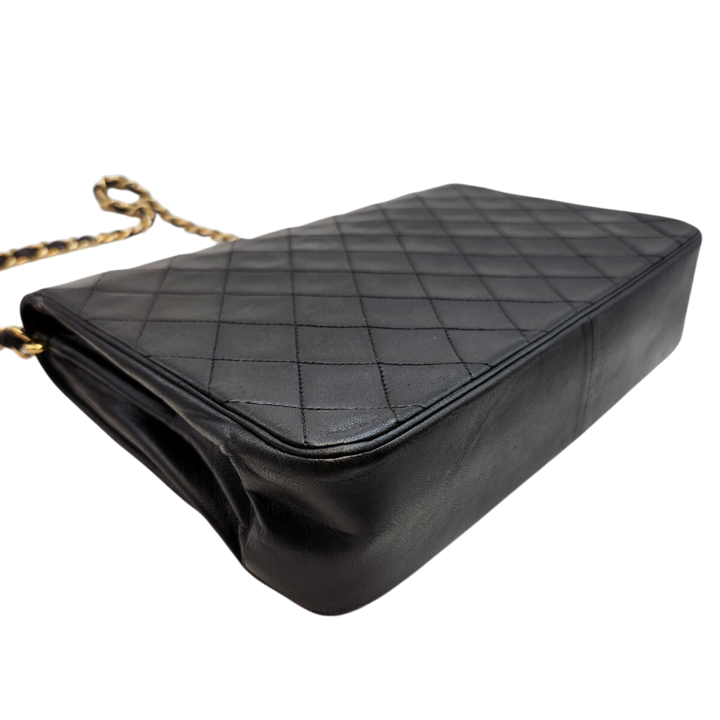 CHANEL Matelassé Lambskin Chain Shoulder Bag, Black with Gold Hardware, Vintage