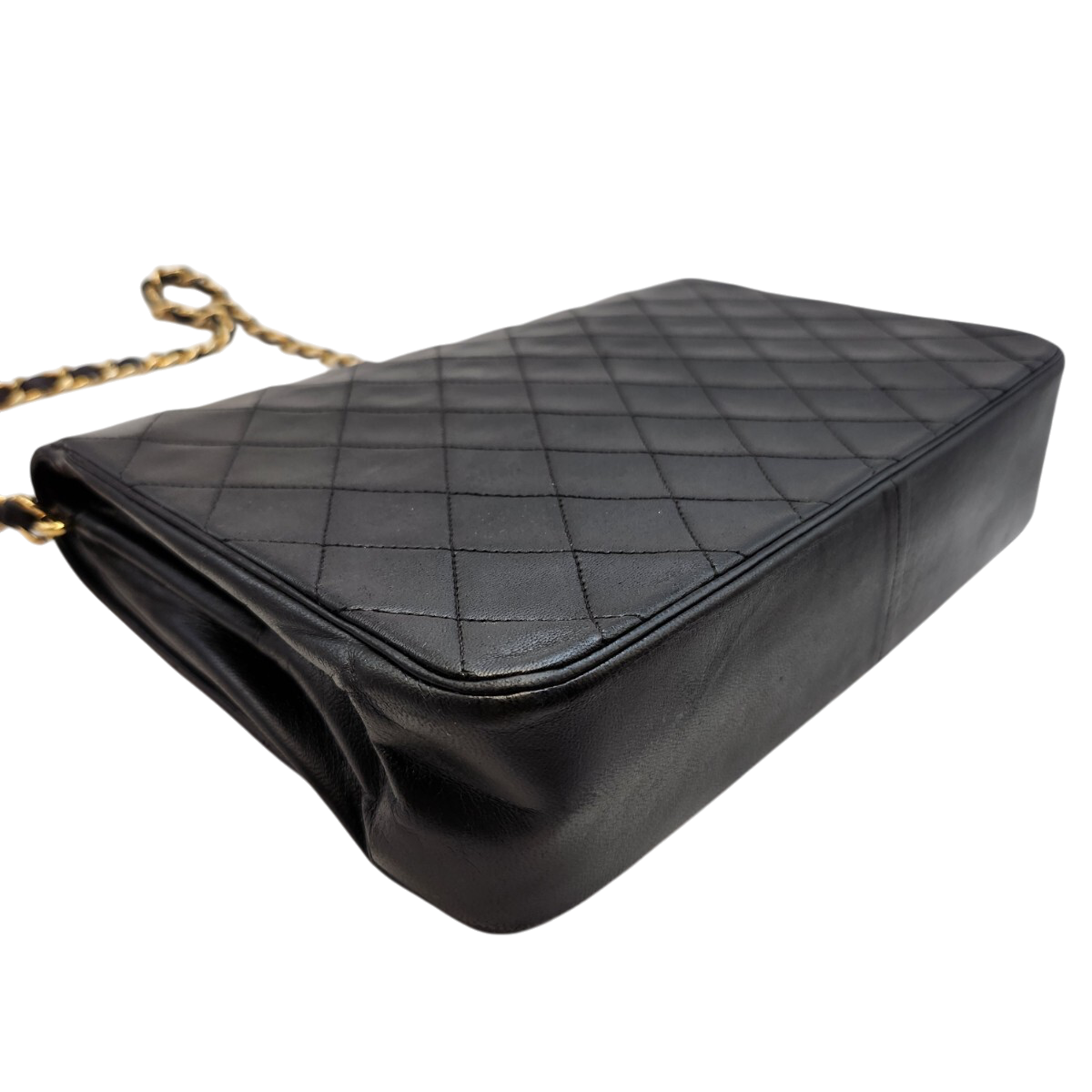 CHANEL Matelassé Lambskin Chain Shoulder Bag, Black with Gold Hardware, Vintage