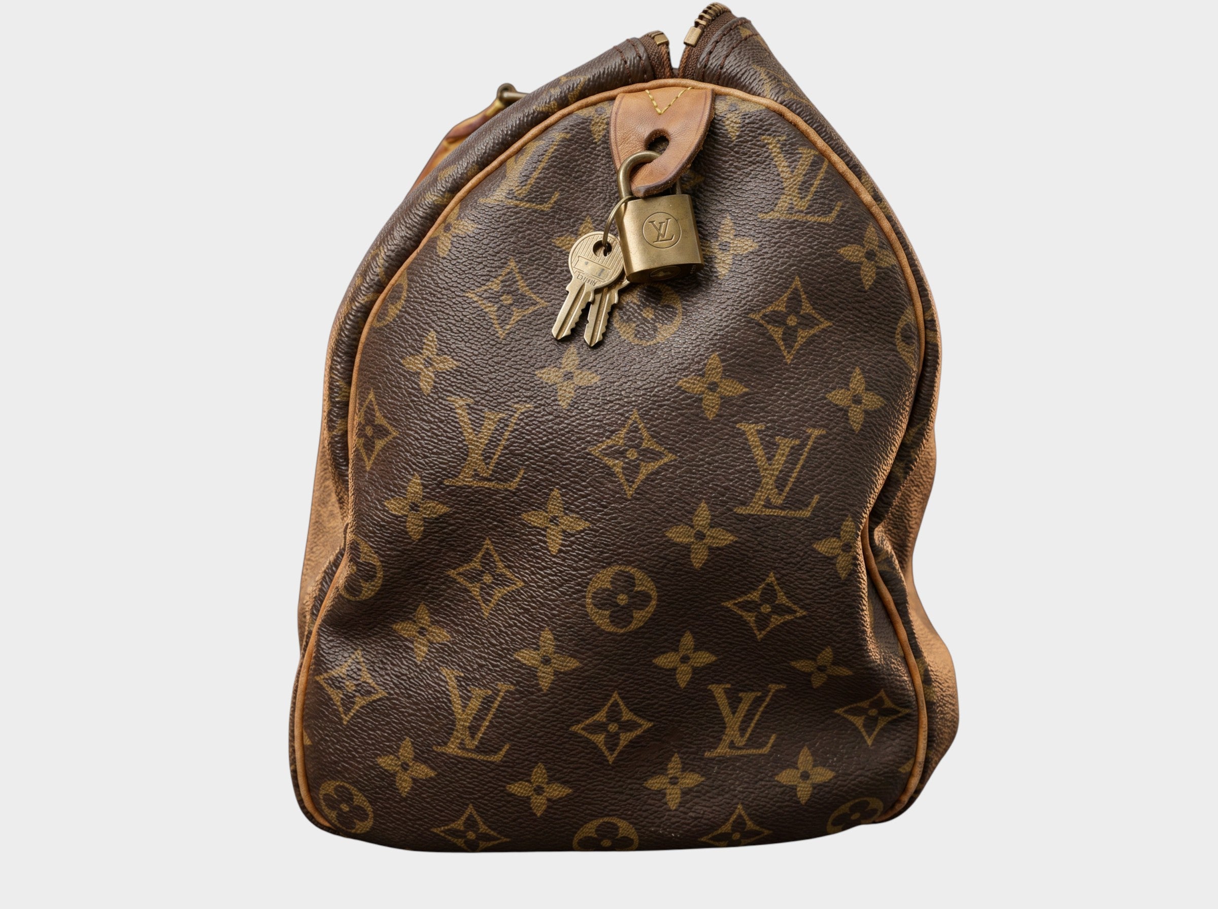 Louis Vuitton Monogram Speedy 40 Handbag M41522 with Padlock and Key, As-is Condition