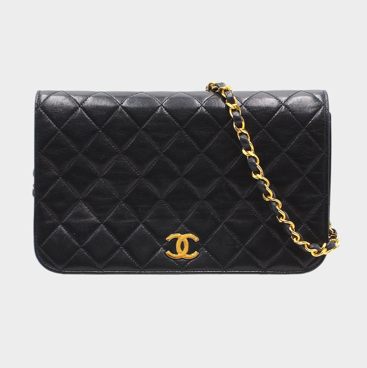 Chanel Matelassé Push-Lock Chain Shoulder Bag, Black with Gold Hardware, Vintage, CHANEL